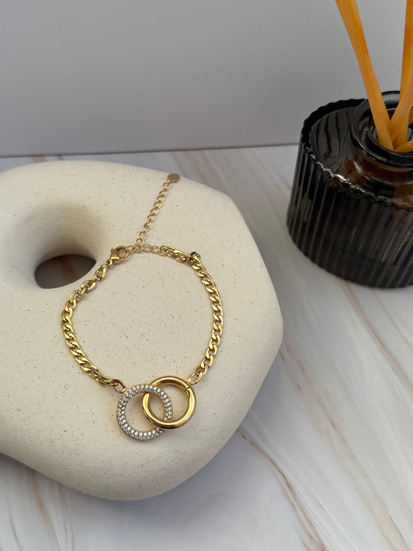 Double Ring Zircon Bracelet
