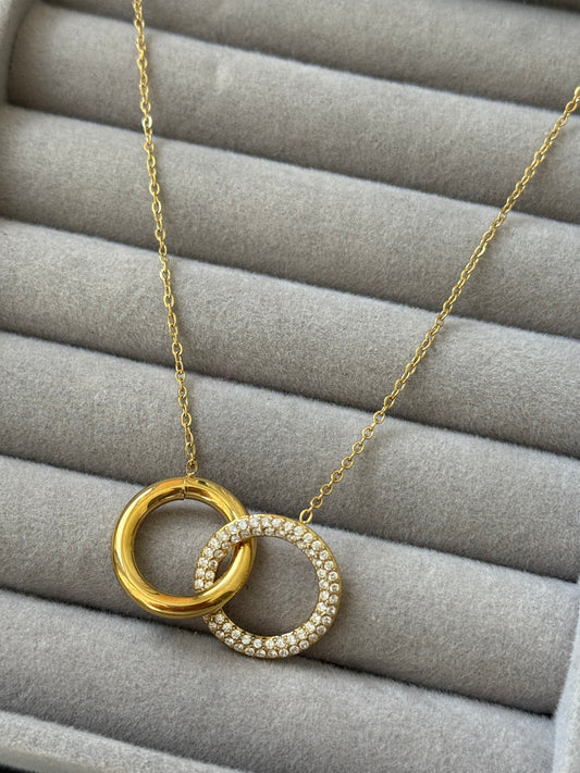 Interlocked Zicron Rings Necklace