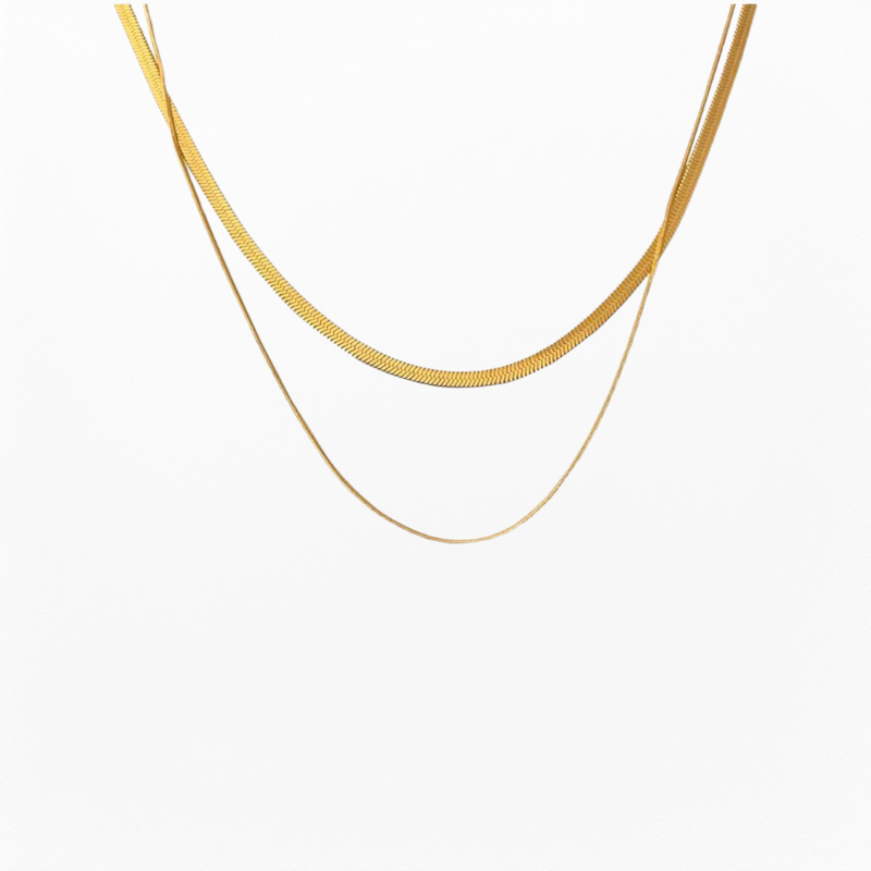 Gold Layered Necklace - Snake Chain