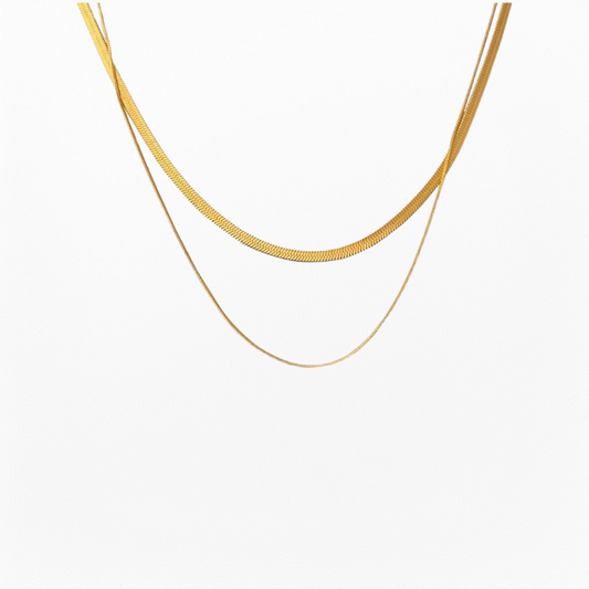 Gold Layered Necklace - Snake Chain