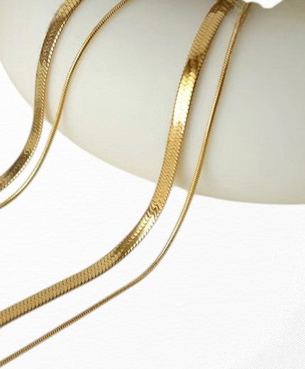 Gold Layered Necklace - Snake Chain