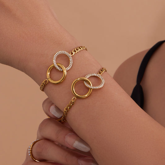 Double Ring Zircon Bracelet