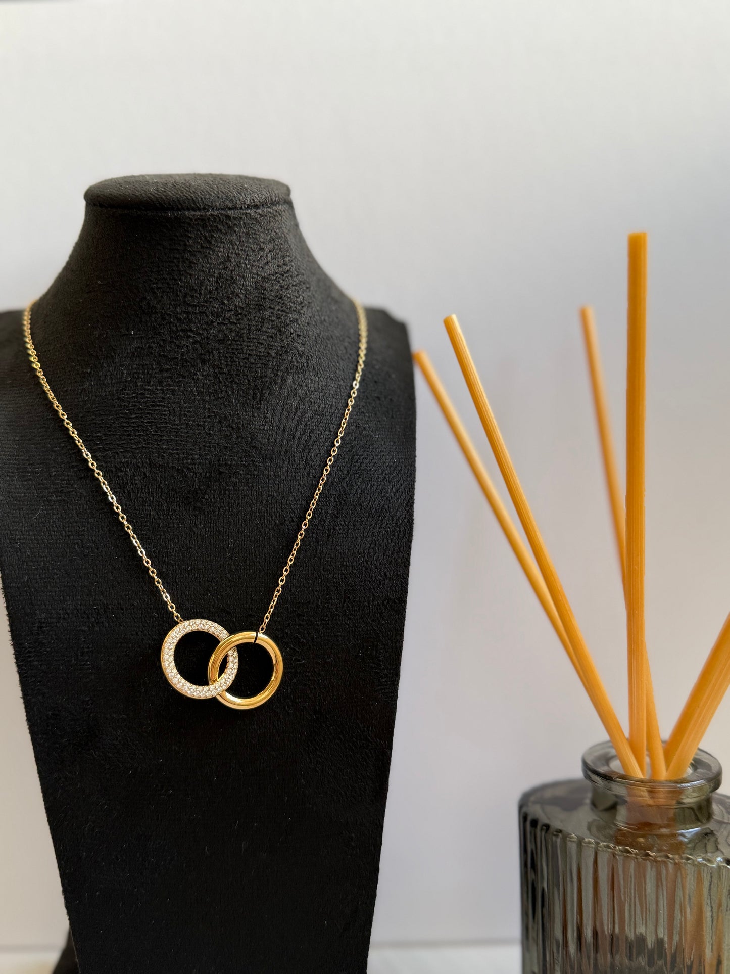 Interlocked Zicron Rings Necklace