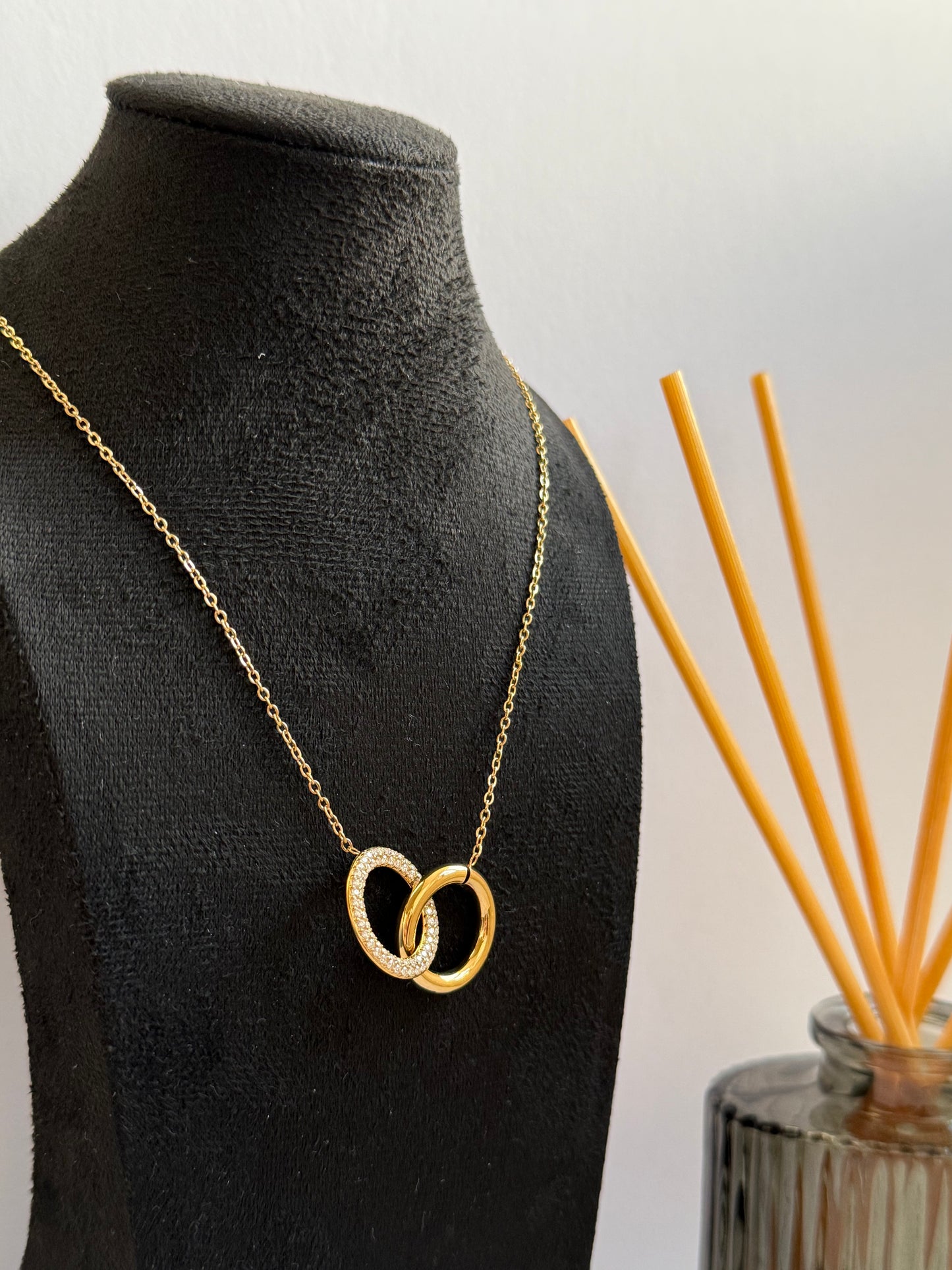 Interlocked Zicron Rings Necklace