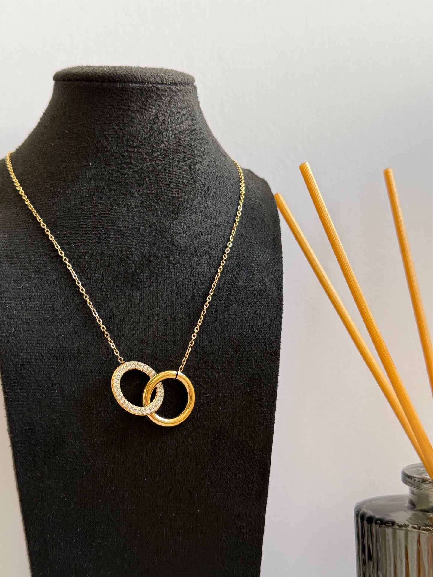 Interlocked Zicron Rings Necklace