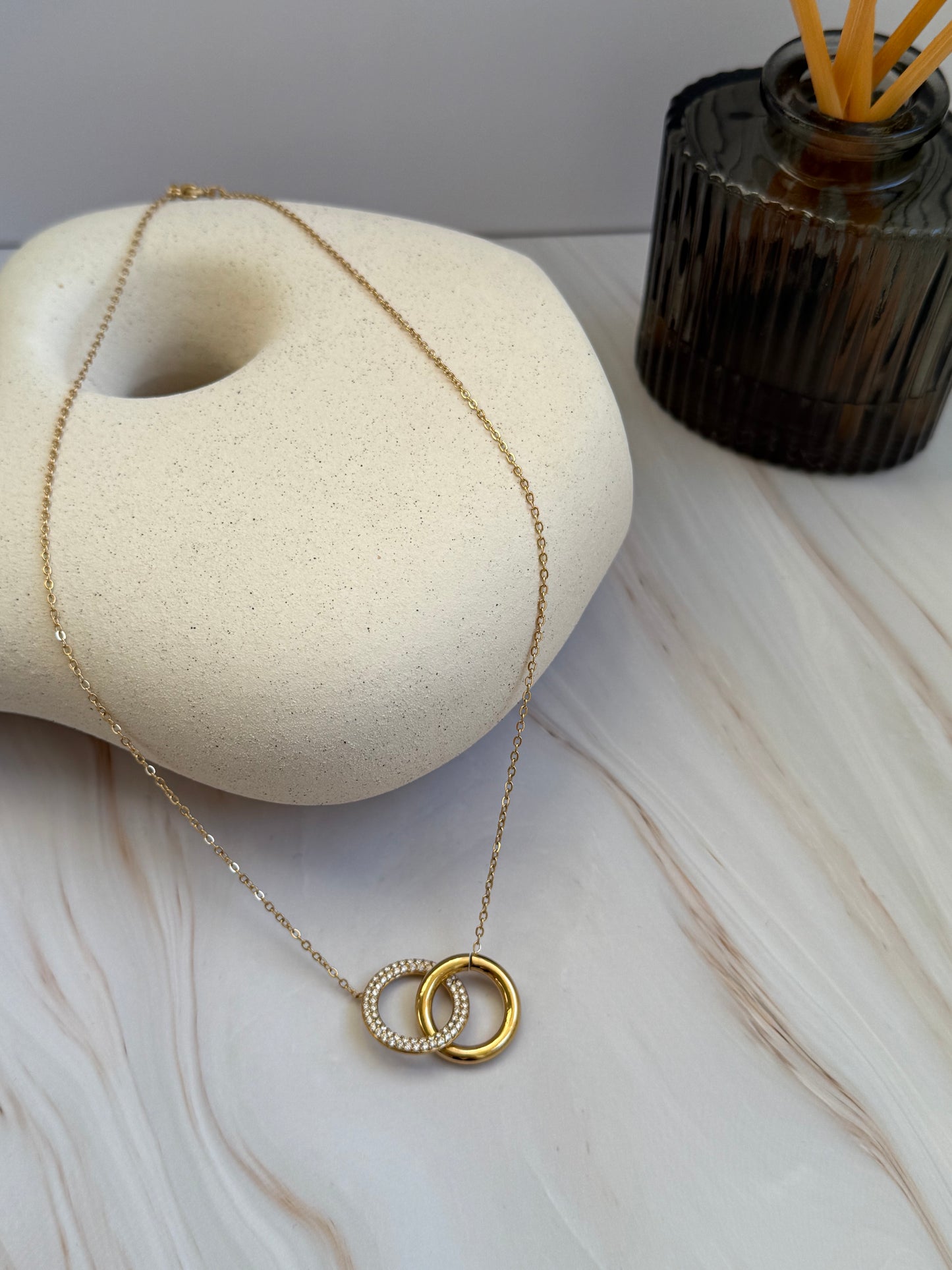 Interlocked Zicron Rings Necklace