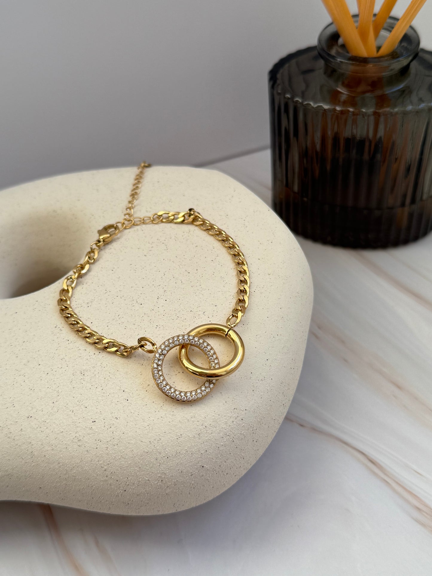 Double Ring Zircon Bracelet