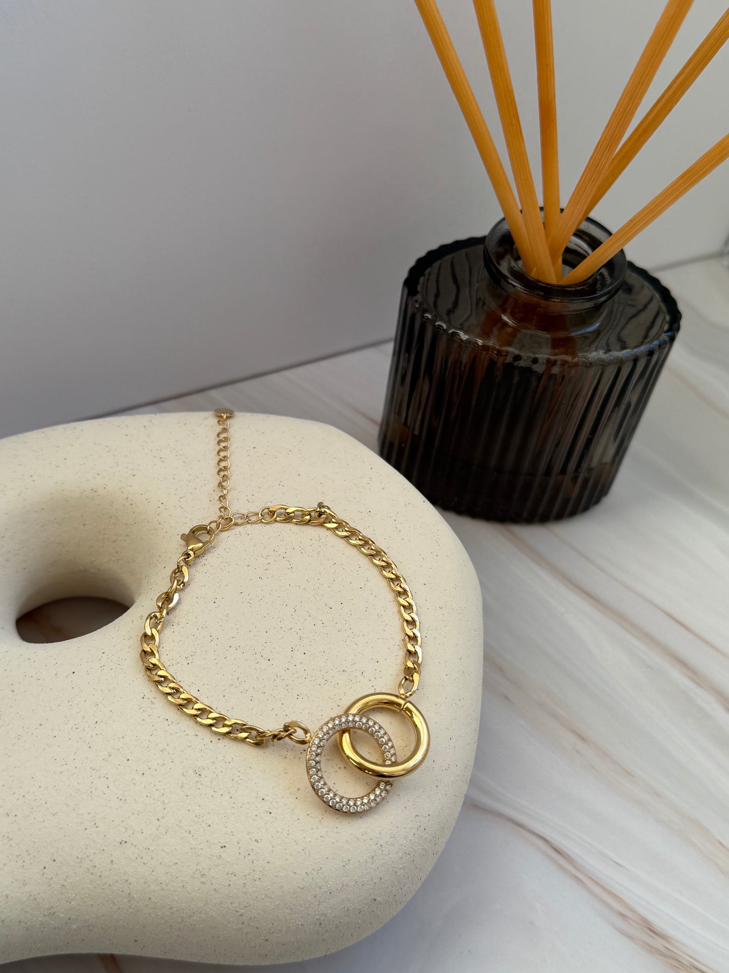 Double Ring Zircon Bracelet