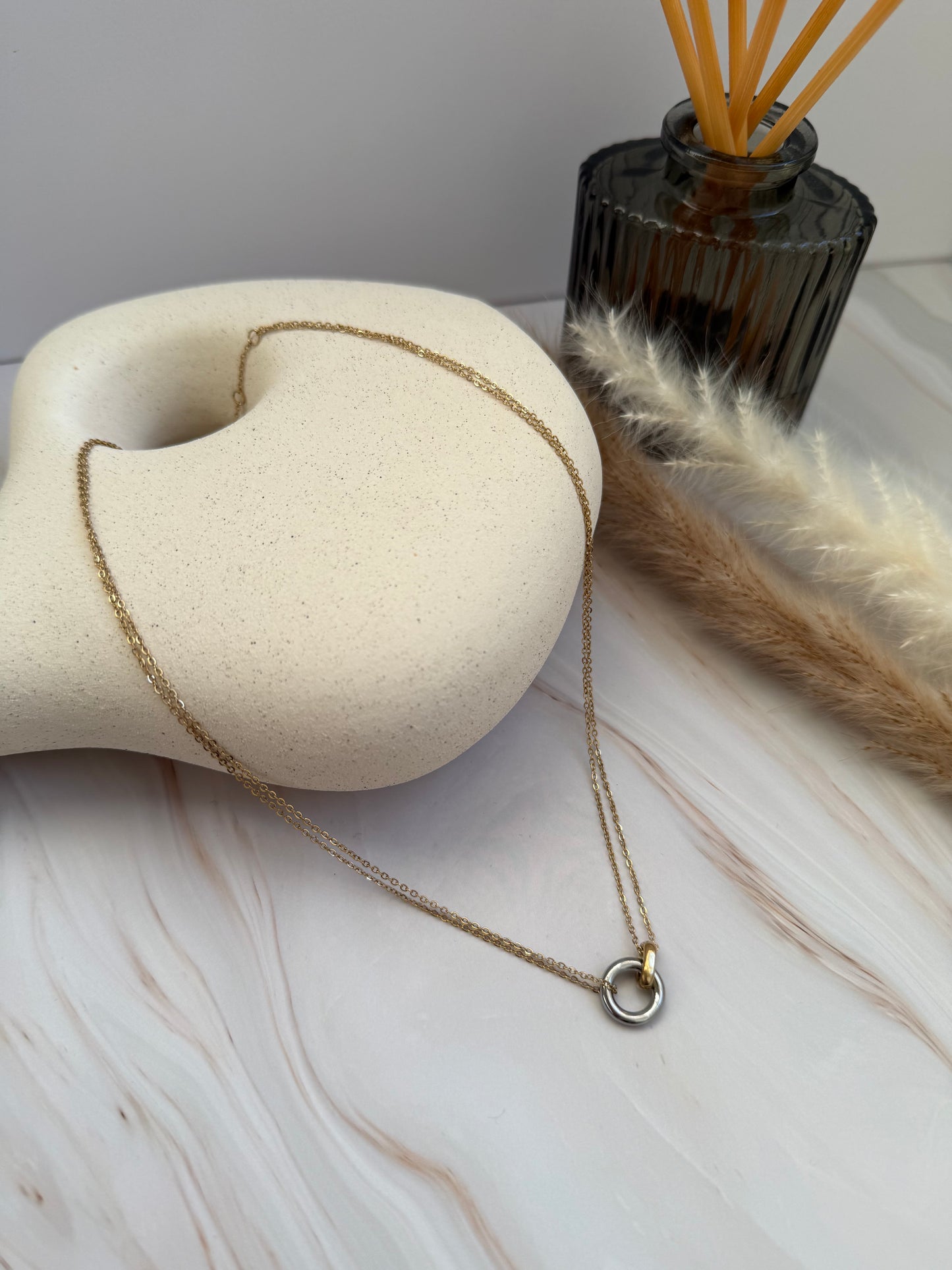 Interlocked Silver Gold Necklace