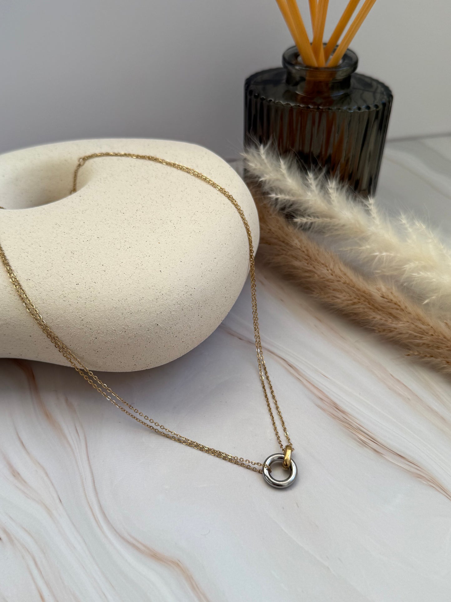 Interlocked Silver Gold Necklace