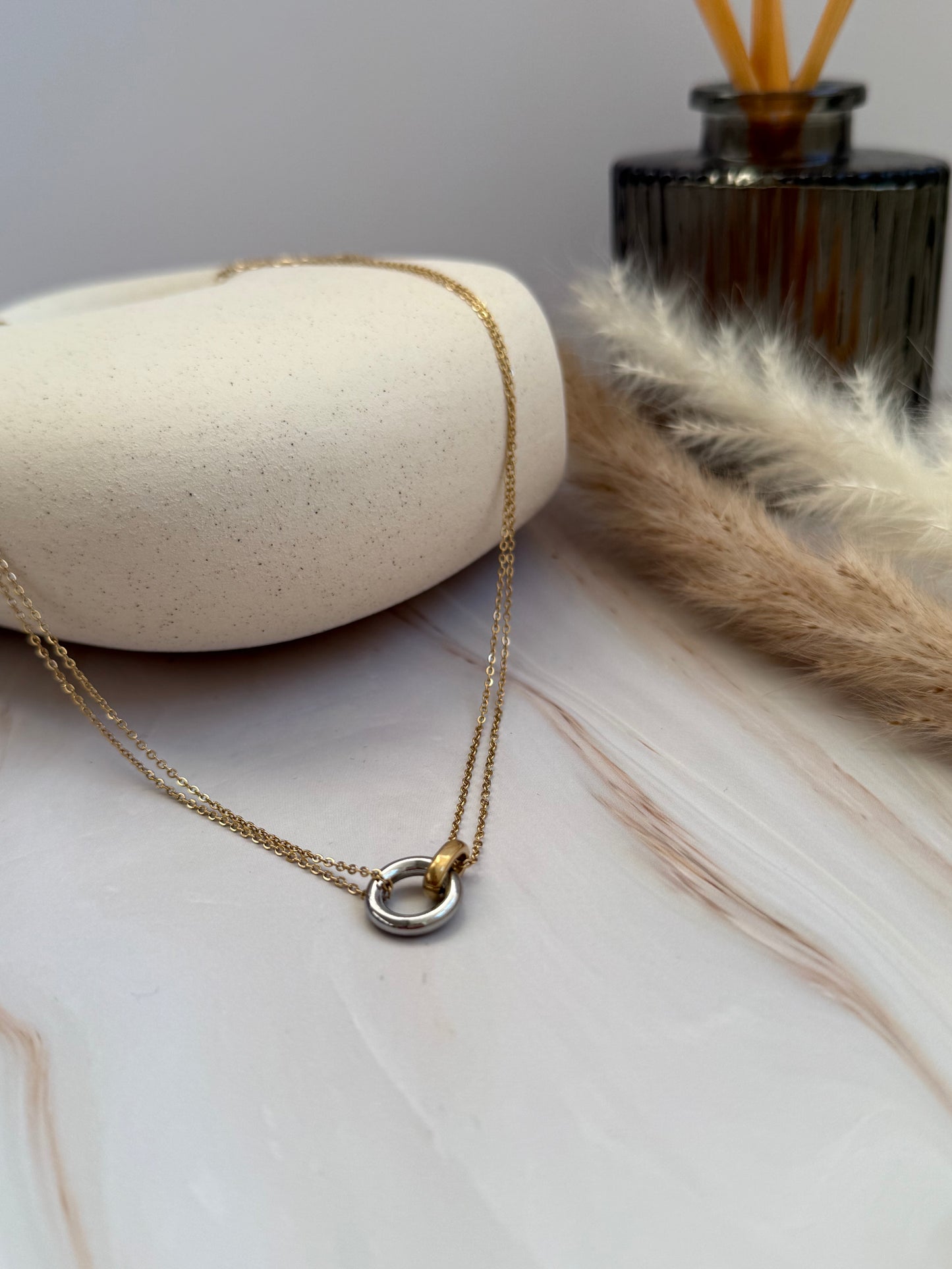Interlocked Silver Gold Necklace