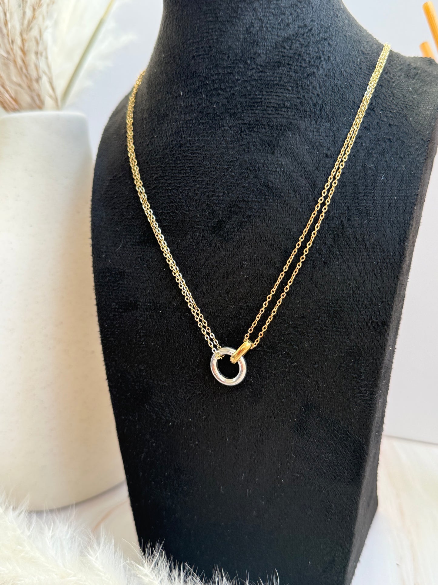 Interlocked Silver Gold Necklace