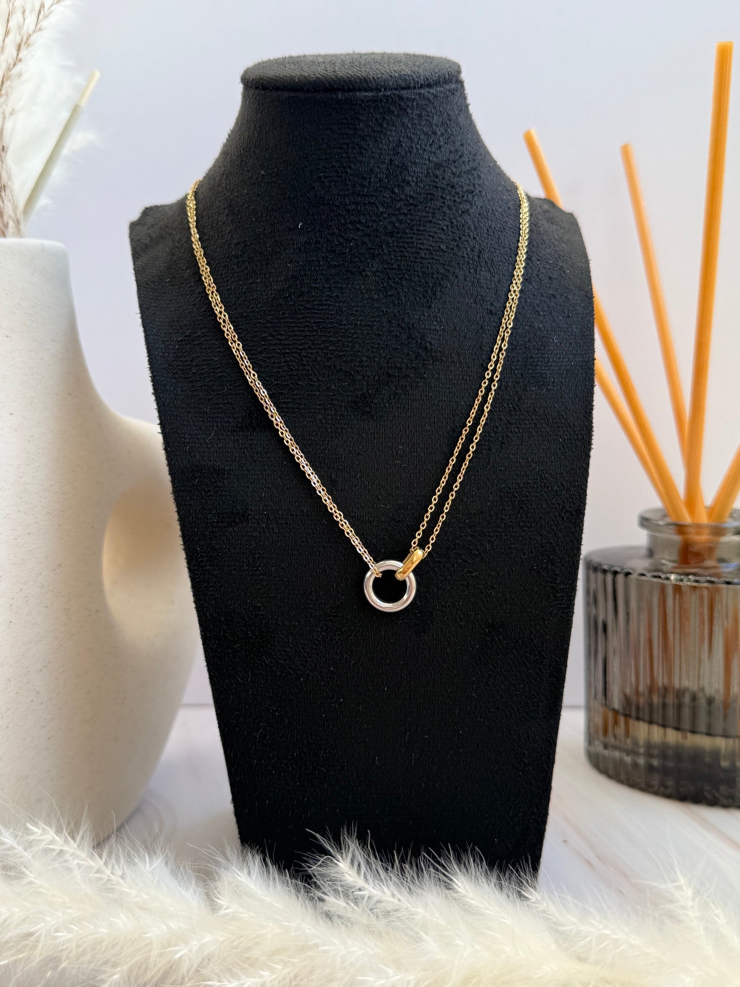 Interlocked Silver Gold Necklace