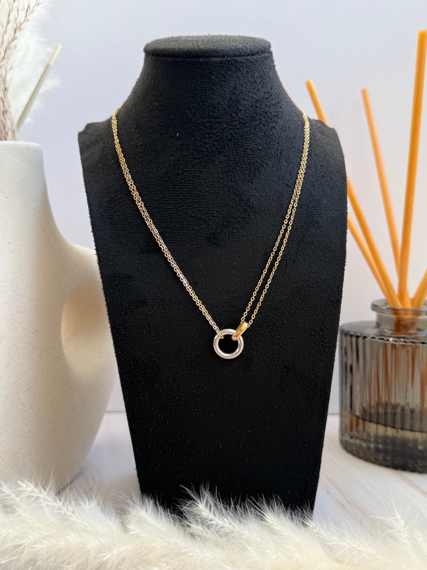 Interlocked Silver Gold Necklace
