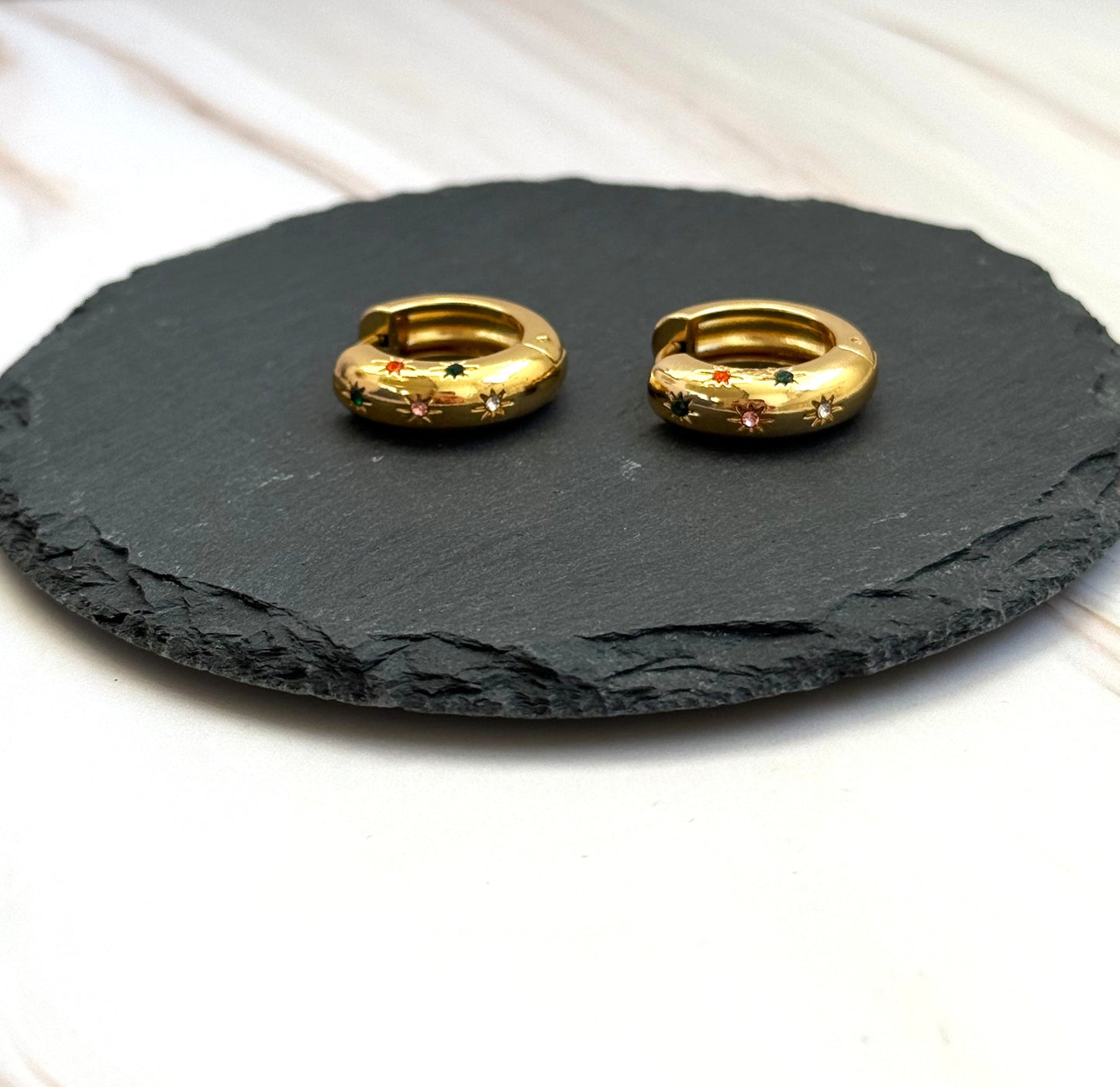 Geometric Zicron Hoop Earrings