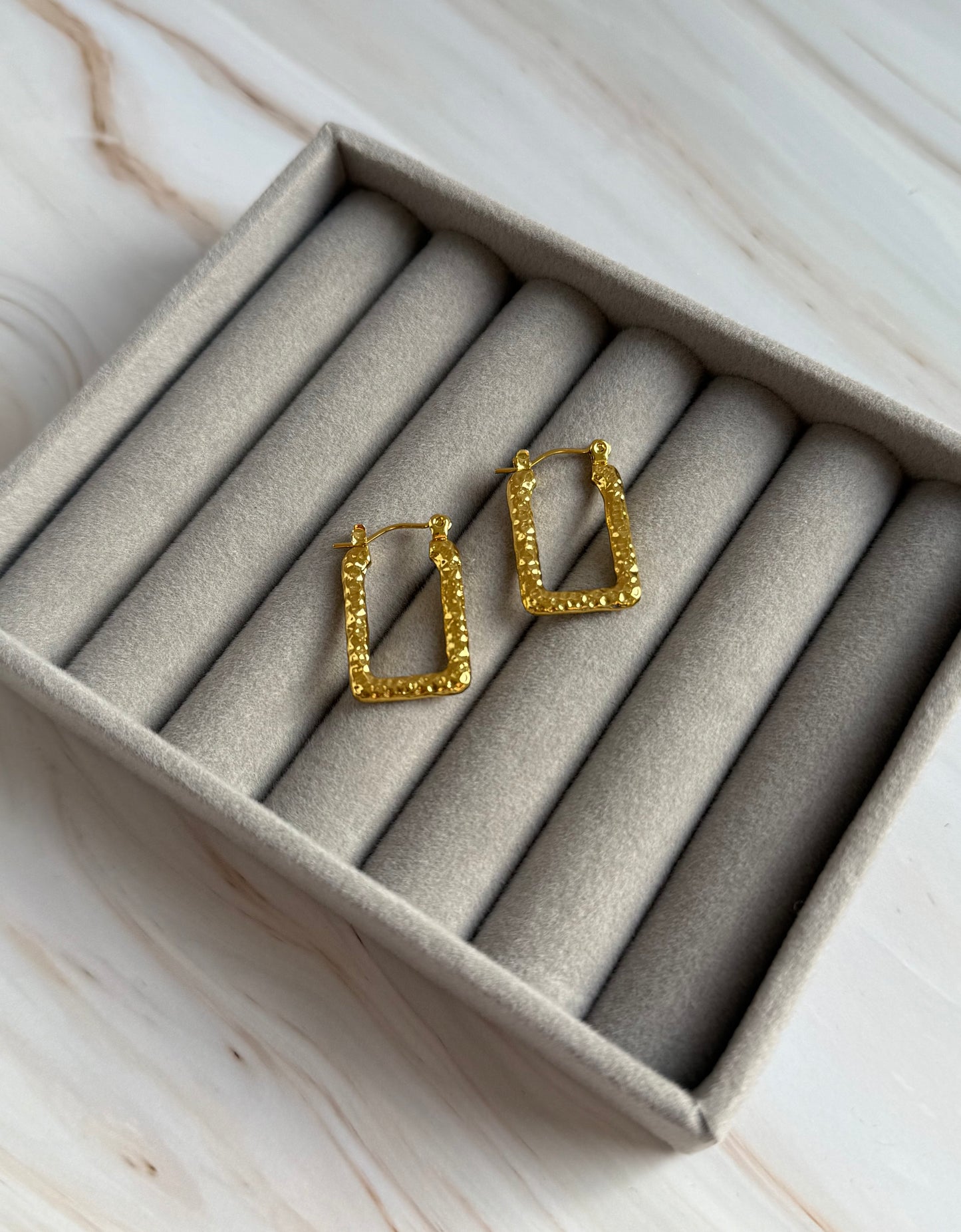 Square Earrings with Hammered Patterns