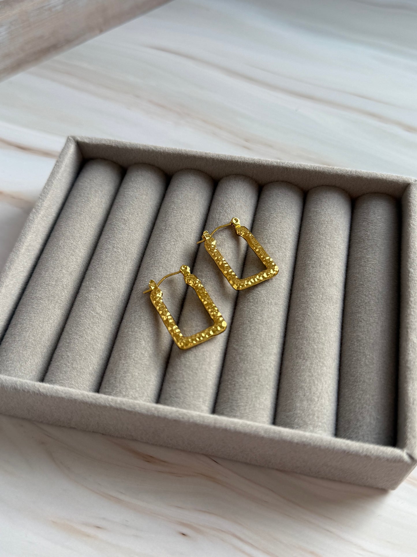 Square Earrings with Hammered Patterns