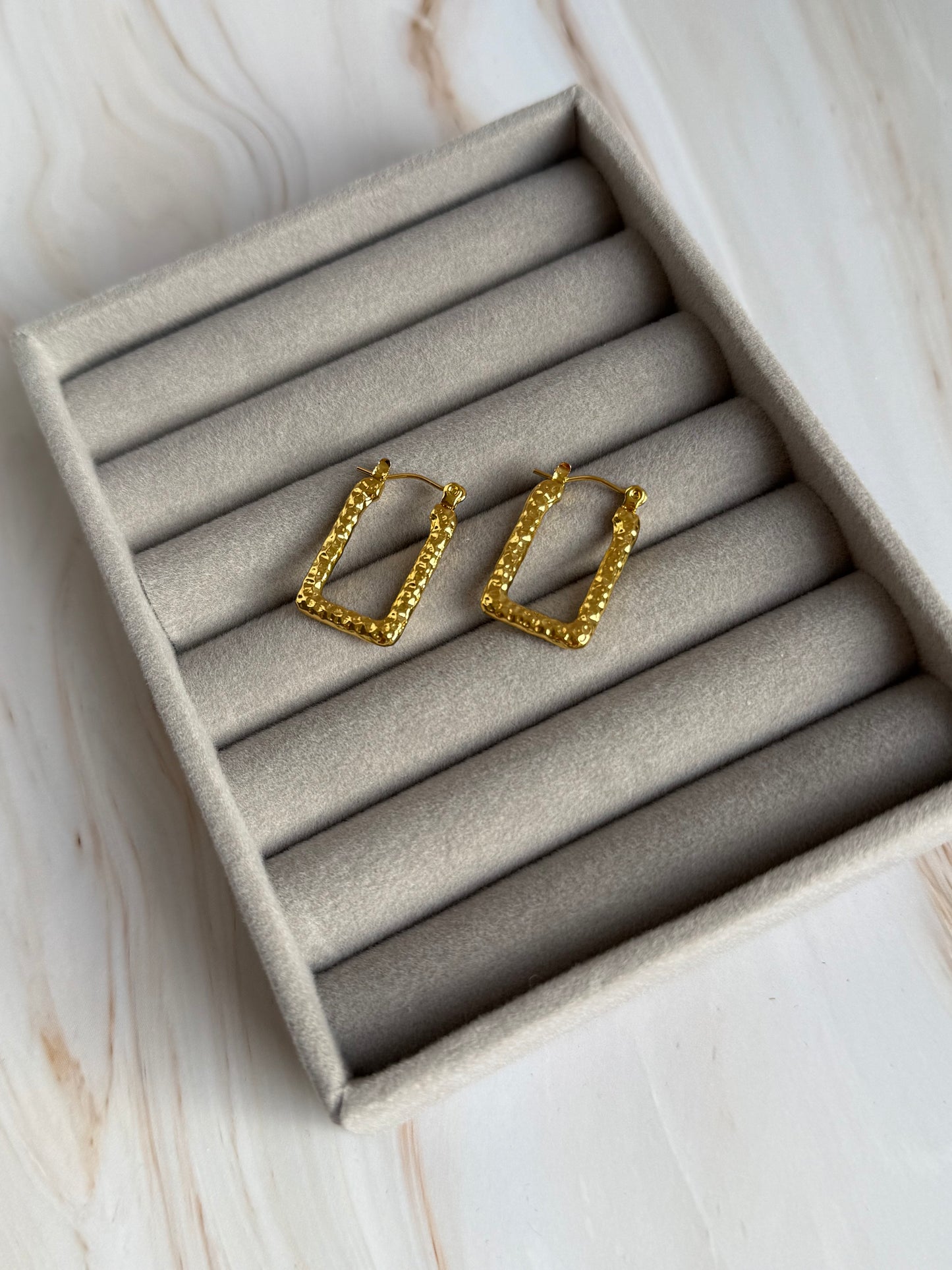 Square Earrings with Hammered Patterns