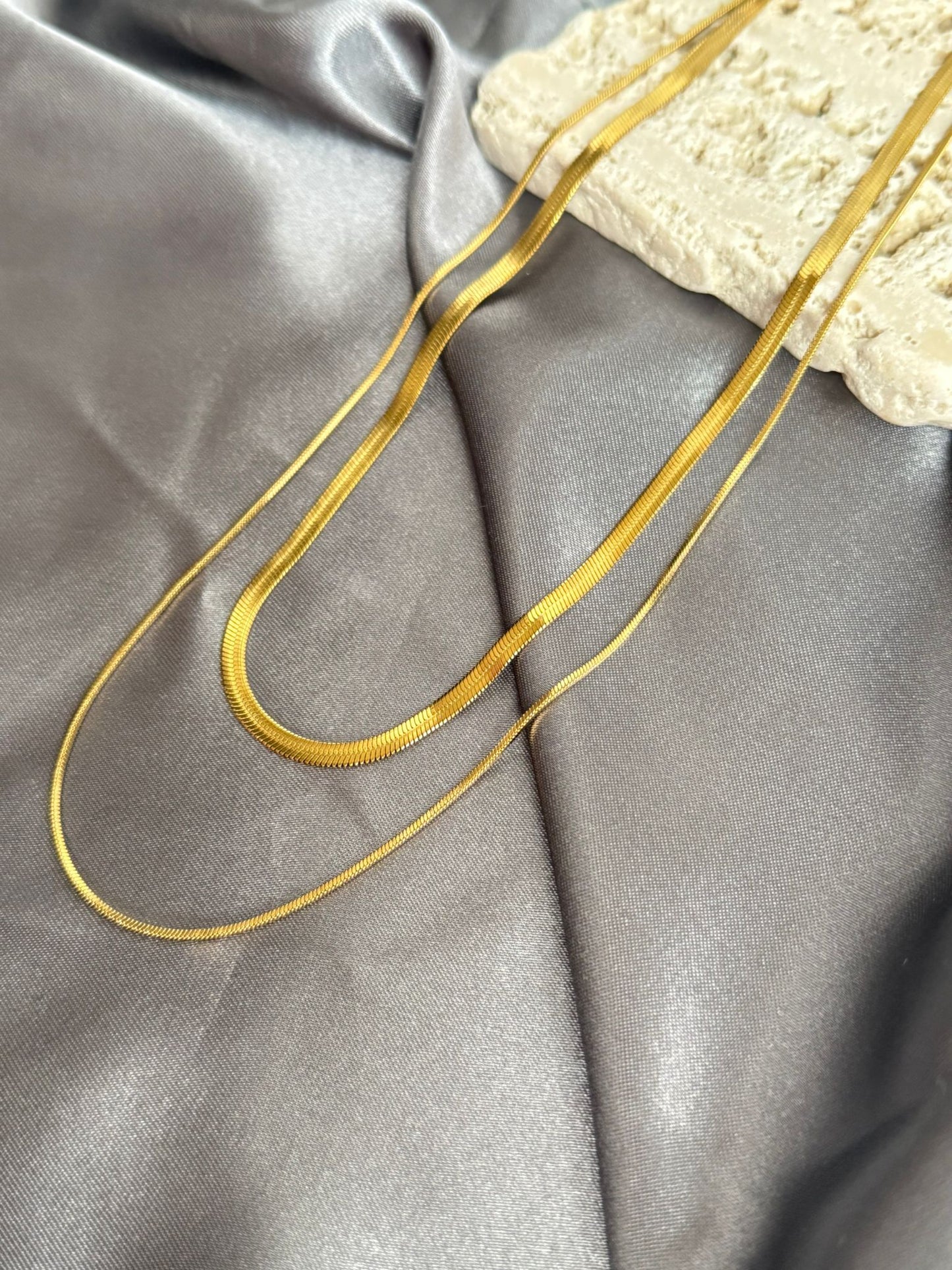 Gold Layered Necklace - Snake Chain
