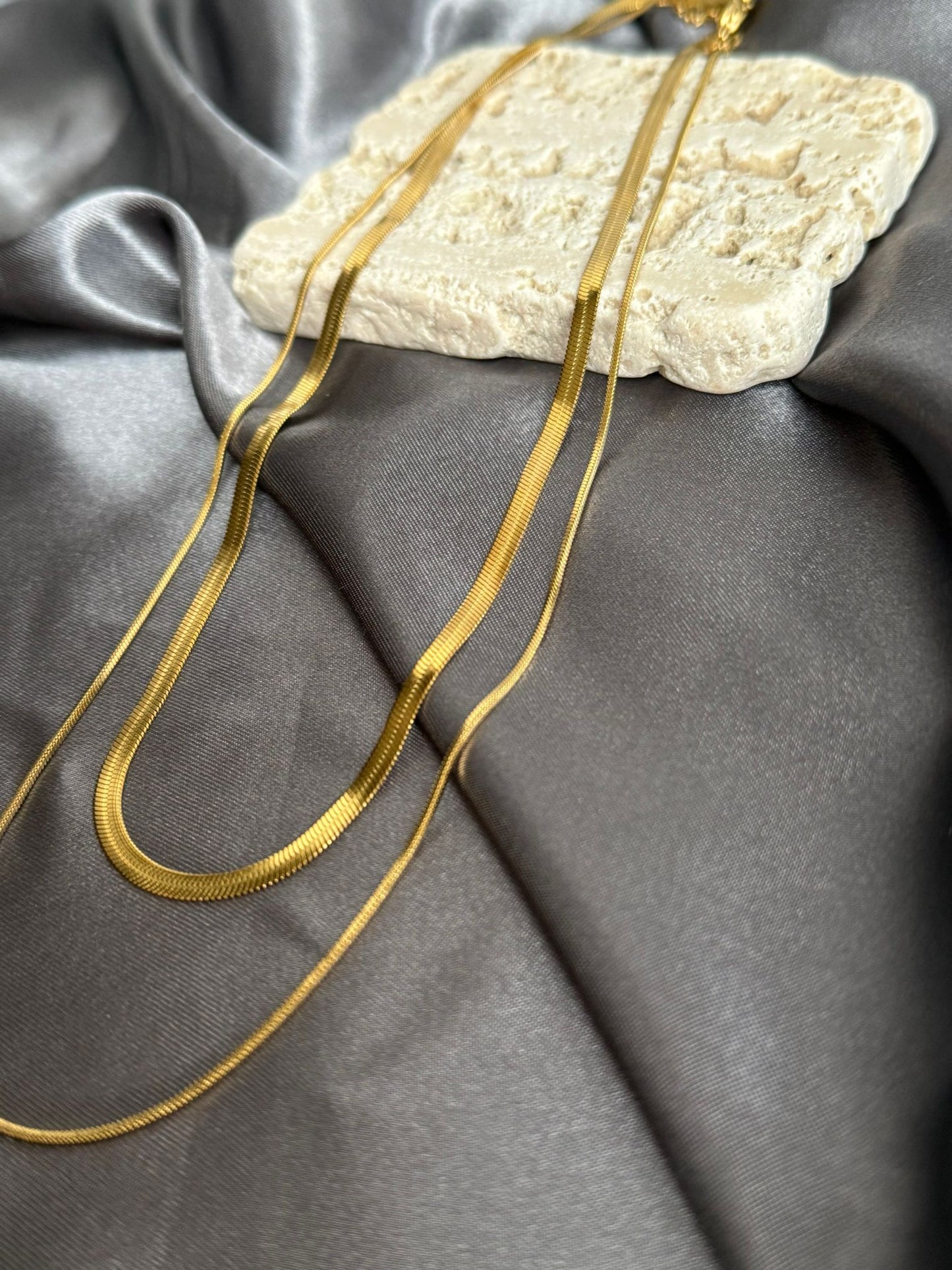 Gold Layered Necklace - Snake Chain