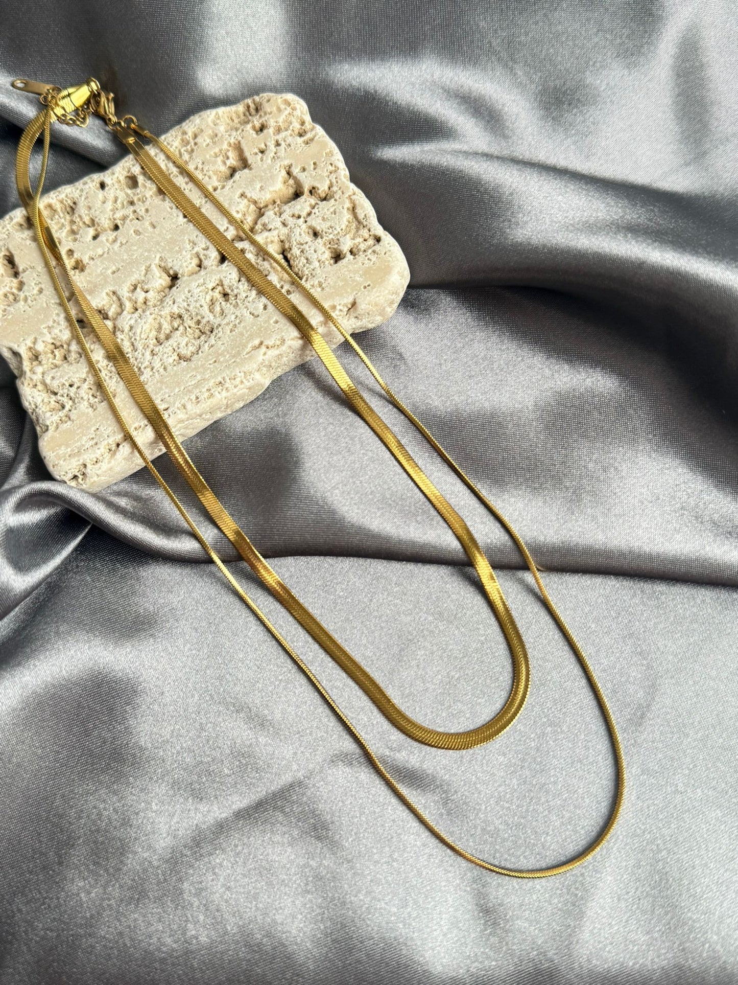 Gold Layered Necklace - Snake Chain